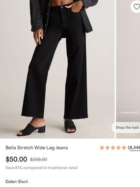 Quince Bella Stretch Wide Leg Jeans - Black